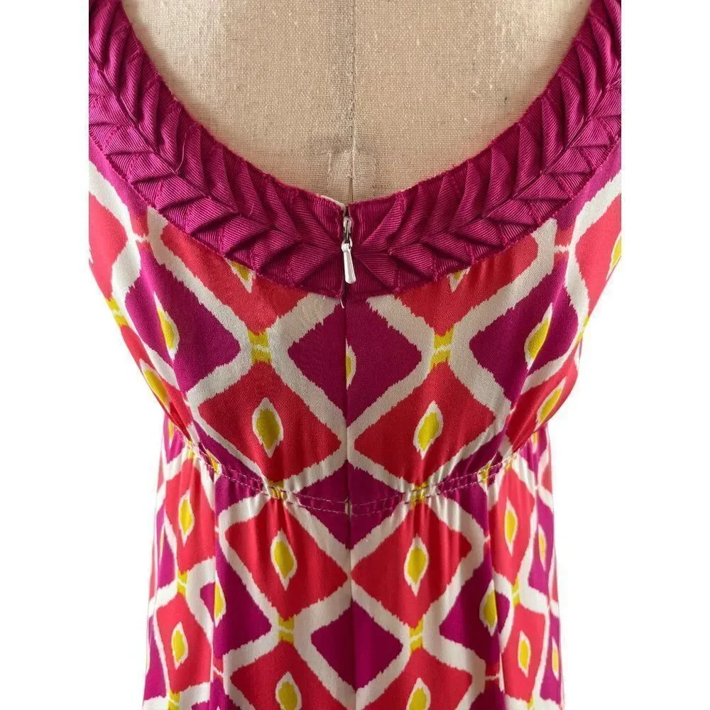 Tory Burch Geometric Print Pleated Sleeveless A-Line Dress Size 4